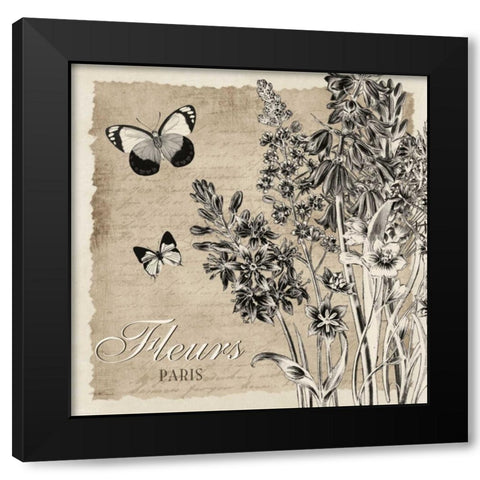 BORDERED FLEURS PARIS Black Modern Wood Framed Art Print by Ballantyne, Piper