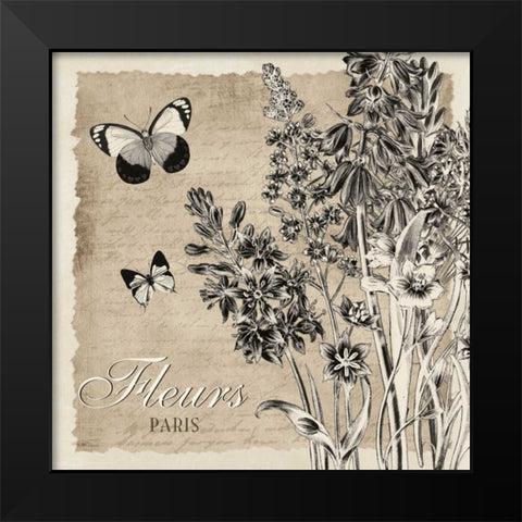 BORDERED FLEURS PARIS Black Modern Wood Framed Art Print by Ballantyne, Piper