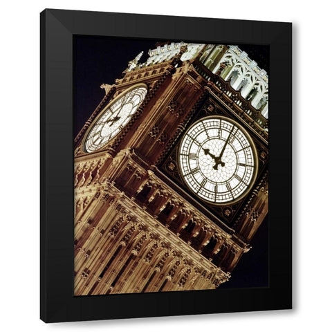 Low angle view of big ben at night, Parliament, England Black Modern Wood Framed Art Print by Frank, Assaf