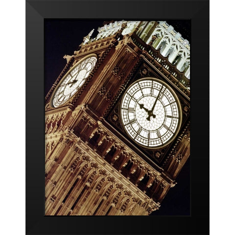 Low angle view of big ben at night, Parliament, England Black Modern Wood Framed Art Print by Frank, Assaf
