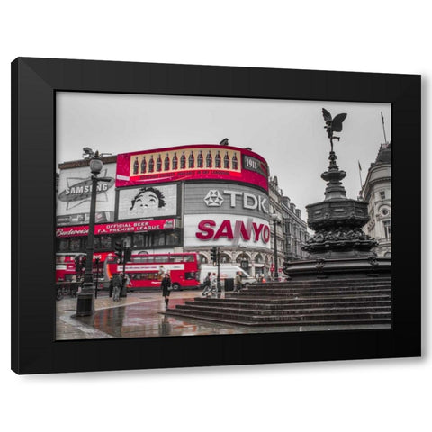 Piccadilly Circus, London Black Modern Wood Framed Art Print with Double Matting by Frank, Assaf