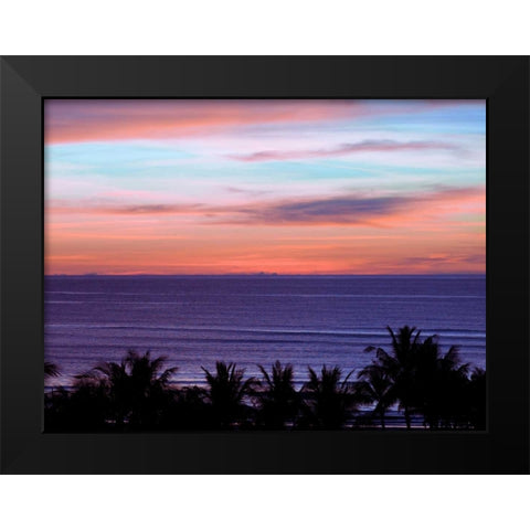 Sea by palm tree at dusk, elevated view Black Modern Wood Framed Art Print by Frank, Assaf