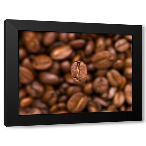 Top view of coffee beans Black Modern Wood Framed Art Print by Frank, Assaf