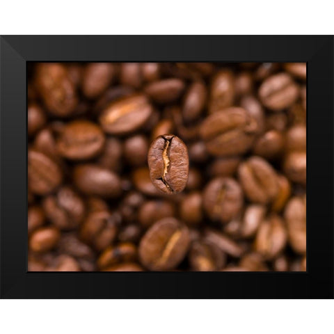 Top view of coffee beans Black Modern Wood Framed Art Print by Frank, Assaf