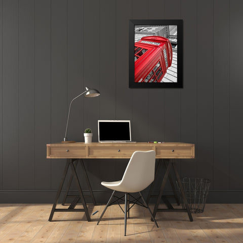 Close-up of telephone box, low angle view, England Black Modern Wood Framed Art Print by Frank, Assaf