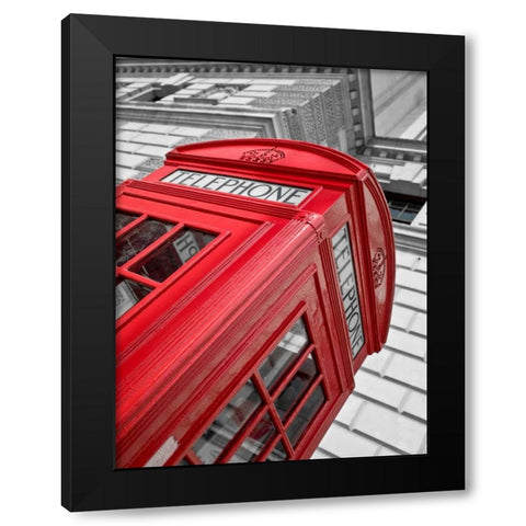 Close-up of telephone box, low angle view, England Black Modern Wood Framed Art Print by Frank, Assaf