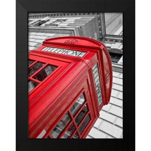 Close-up of telephone box, low angle view, England Black Modern Wood Framed Art Print by Frank, Assaf