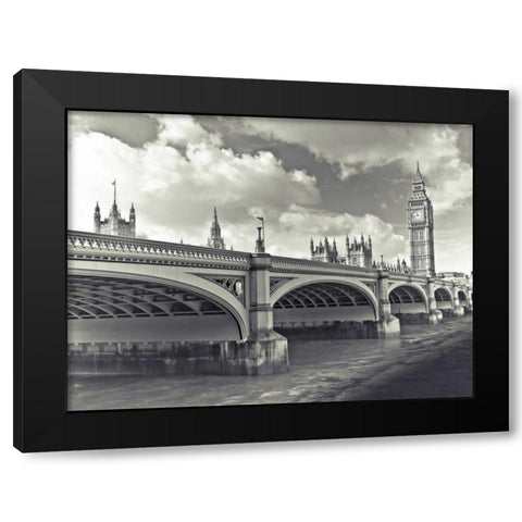 Big Ben London Bus Black Modern Wood Framed Art Print with Double Matting by Frank, Assaf