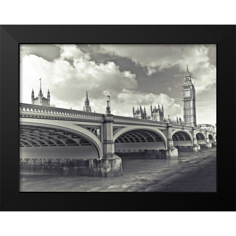 Big Ben London Bus Black Modern Wood Framed Art Print by Frank, Assaf