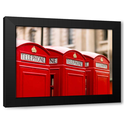 Close-up of telephone box in a row, England Black Modern Wood Framed Art Print with Double Matting by Frank, Assaf