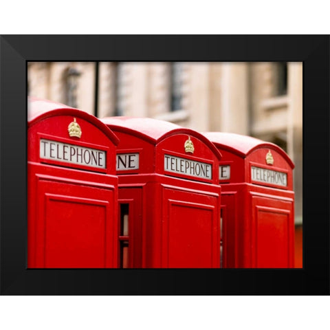 Close-up of telephone box in a row, England Black Modern Wood Framed Art Print by Frank, Assaf