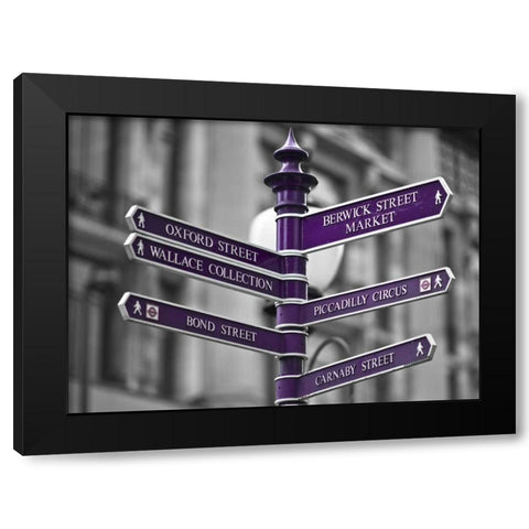 Oxford Circus Sign Post Black Modern Wood Framed Art Print with Double Matting by Frank, Assaf