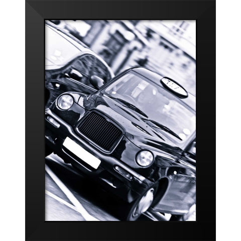 Black Cab London Taxi Black Modern Wood Framed Art Print by Frank, Assaf