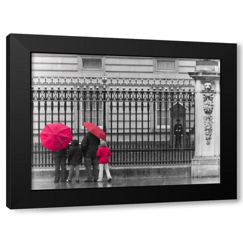 London, Family standing by fence outside Burmingham Palace Black Modern Wood Framed Art Print with Double Matting by Frank, Assaf