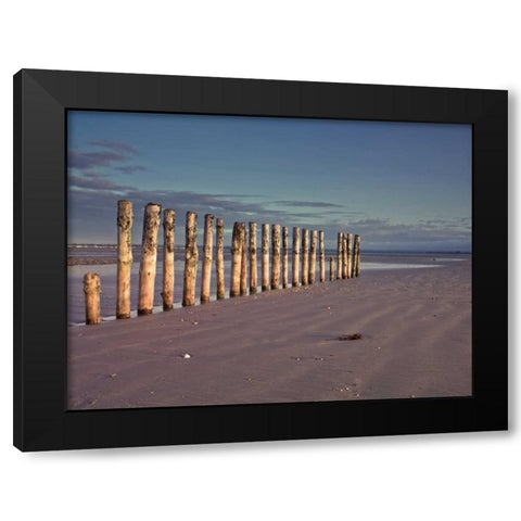 Groynes at ast head beach, West Susex coast Black Modern Wood Framed Art Print by Frank, Assaf