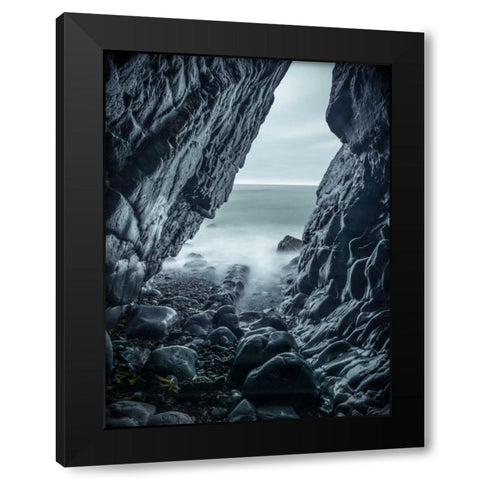 Rocky coastline of Duckpool Black Modern Wood Framed Art Print by Frank, Assaf