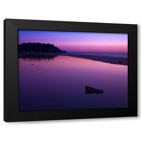 Suntset reflection in water, Palmachim Beach, Israel Black Modern Wood Framed Art Print with Double Matting by Frank, Assaf