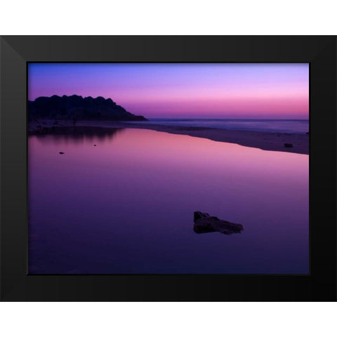 Suntset reflection in water, Palmachim Beach, Israel Black Modern Wood Framed Art Print by Frank, Assaf
