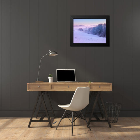 Winter landsacpe in Switzerland Black Modern Wood Framed Art Print by Frank, Assaf