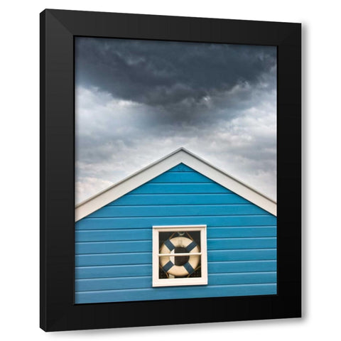 Beach huts at sunset Black Modern Wood Framed Art Print by Frank, Assaf