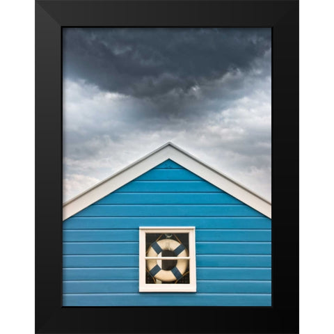 Beach huts at sunset Black Modern Wood Framed Art Print by Frank, Assaf