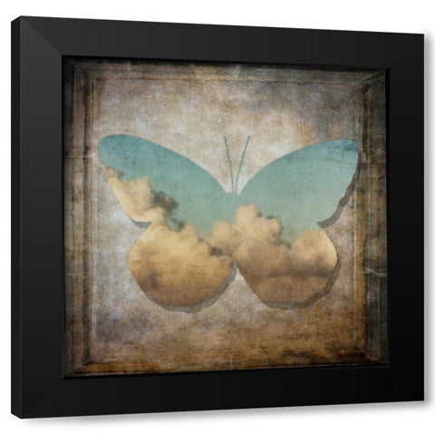 Handwritten old postcard with butterfly Black Modern Wood Framed Art Print with Double Matting by Frank, Assaf