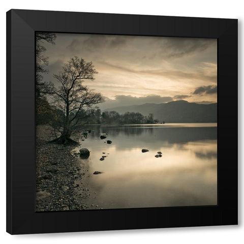 Still lake at dusk Black Modern Wood Framed Art Print by Frank, Assaf