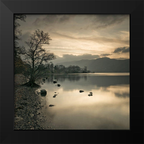 Still lake at dusk Black Modern Wood Framed Art Print by Frank, Assaf
