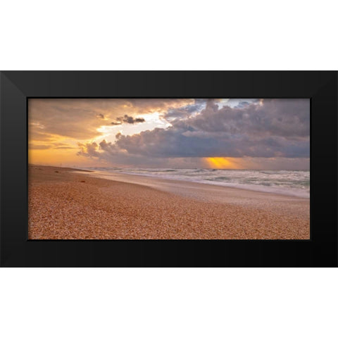 Beach at sunset, Palmachim, Israel Black Modern Wood Framed Art Print by Frank, Assaf