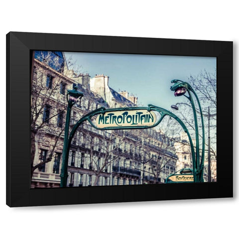 Paris Metro sign Black Modern Wood Framed Art Print by Frank, Assaf