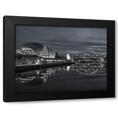 The Sage Gateshead and the Tyne bridge, Newcastle Upon Tyne, FTBR-1878 Black Modern Wood Framed Art Print with Double Matting by Frank, Assaf