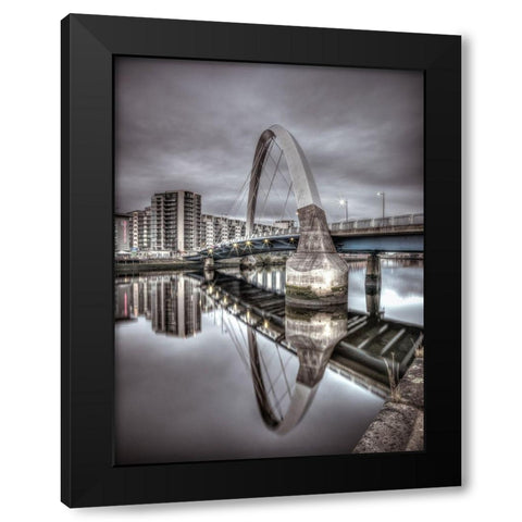 Clyde Arc bridge over river, Glasgow Black Modern Wood Framed Art Print by Frank, Assaf