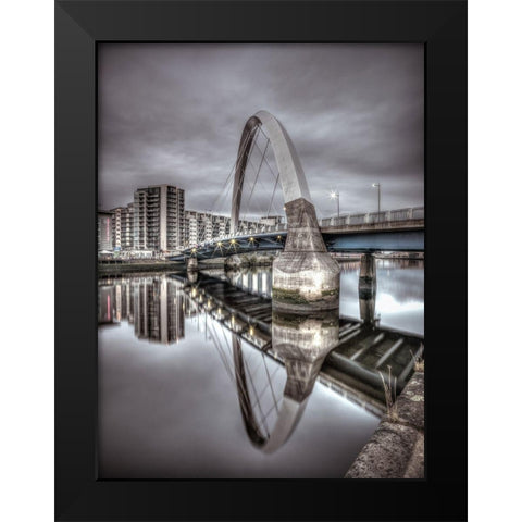 Clyde Arc bridge over river, Glasgow Black Modern Wood Framed Art Print by Frank, Assaf