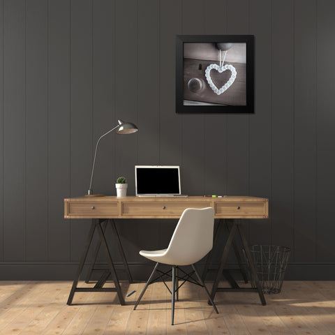 heart made of buttons hunging on a handle Black Modern Wood Framed Art Print by Frank, Assaf