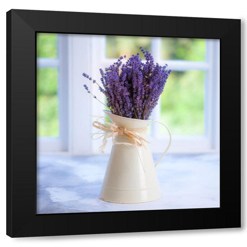 Bunch of lavender in antique jug by the window - Indoors Black Modern Wood Framed Art Print with Double Matting by Frank, Assaf