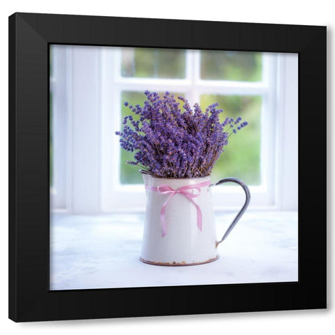 Bunch of lavender in antique jug by the window - Indoors Black Modern Wood Framed Art Print with Double Matting by Frank, Assaf