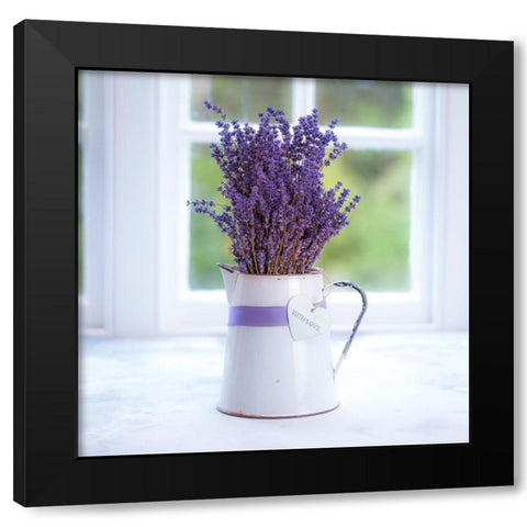 Bunch of lavender in antique jug by the window - Indoors Black Modern Wood Framed Art Print with Double Matting by Frank, Assaf