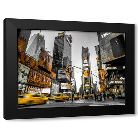 Taxi on broadway, New York Black Modern Wood Framed Art Print with Double Matting by Frank, Assaf