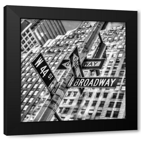 Street signs in New York City Black Modern Wood Framed Art Print with Double Matting by Frank, Assaf