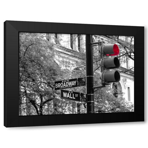 Traffic lights with street signs - New York City Black Modern Wood Framed Art Print with Double Matting by Frank, Assaf