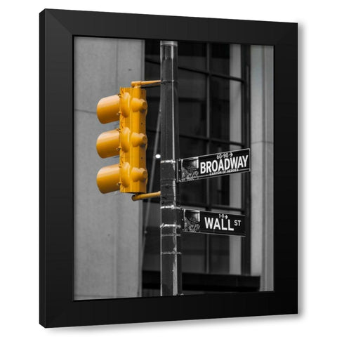 Traffic lights with street signs - New York City Black Modern Wood Framed Art Print with Double Matting by Frank, Assaf