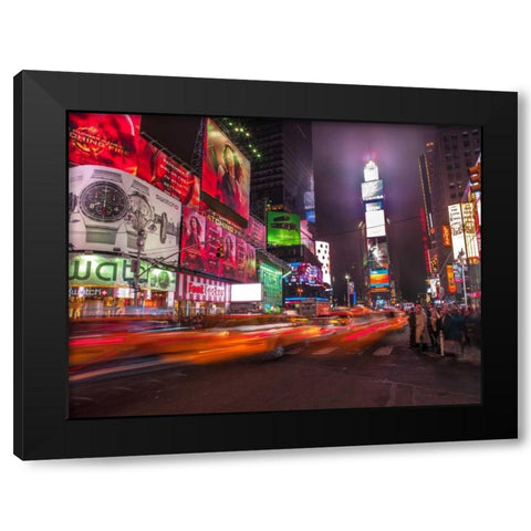 View of Broadway and Times Square at night - New York Black Modern Wood Framed Art Print with Double Matting by Frank, Assaf