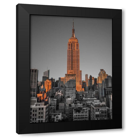Empire State Building with New York City Manhattan skyline with skyscrapers Black Modern Wood Framed Art Print with Double Matting by Frank, Assaf