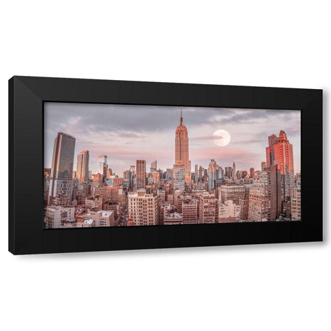 Empire State Building with Manhattan skyline - New York City Black Modern Wood Framed Art Print with Double Matting by Frank, Assaf