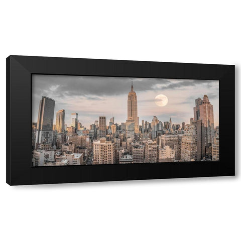 Empire State Building with Manhattan skyline - New York City Black Modern Wood Framed Art Print with Double Matting by Frank, Assaf