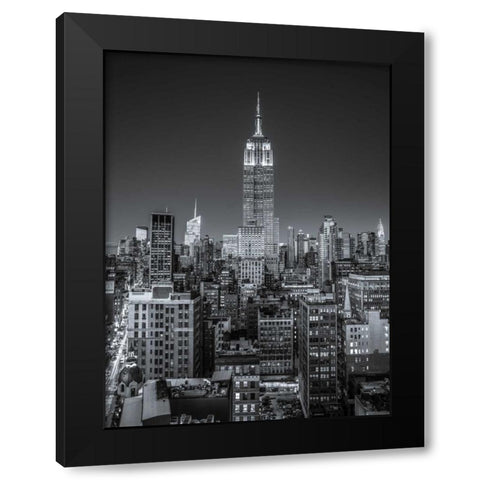 Empire State Building with New York City Manhattan skyline with skyscrapers Black Modern Wood Framed Art Print with Double Matting by Frank, Assaf