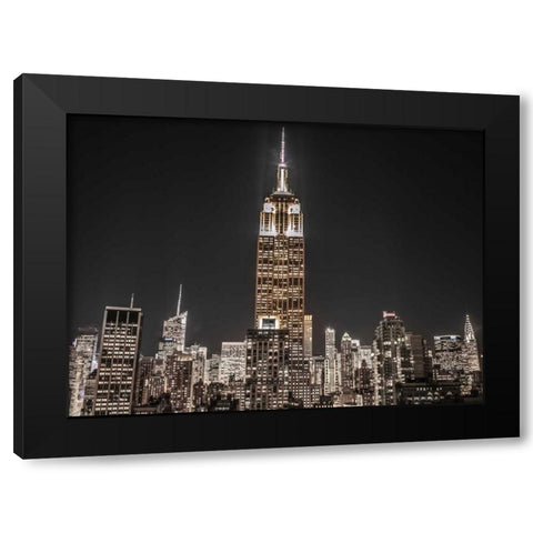 New York City Manhattan skyline with Empire State building Black Modern Wood Framed Art Print with Double Matting by Frank, Assaf