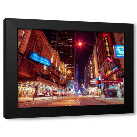 Times square and Broadway at night - New York City Black Modern Wood Framed Art Print with Double Matting by Frank, Assaf