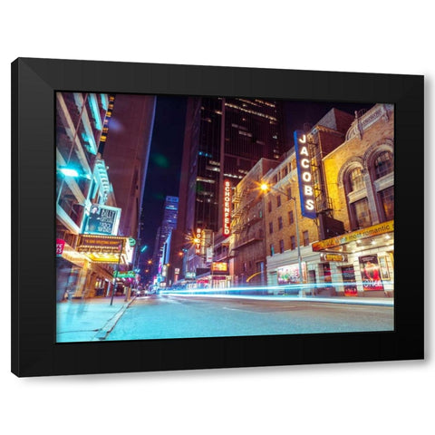Times square and Broadway at night - New York City Black Modern Wood Framed Art Print with Double Matting by Frank, Assaf