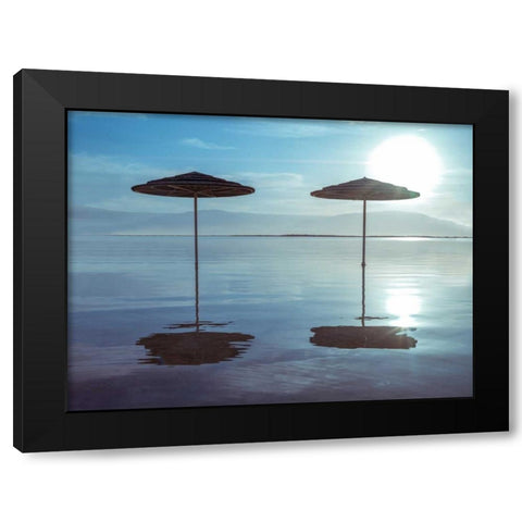 Parasol on Dead sea, Israel Black Modern Wood Framed Art Print with Double Matting by Frank, Assaf